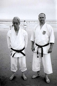 Sensei-Hidetaka-Nishiyama-and-Sensei-Michael-Bock-ITKF-Summer-camp-traditional-karate